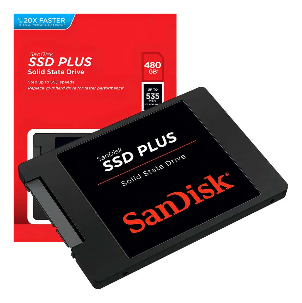 SSD 480GB SanDisk SSD Plus SATA III 2.5" - Leitura 535MB/s - HD Estado Sólido - Novo - Imagem 1