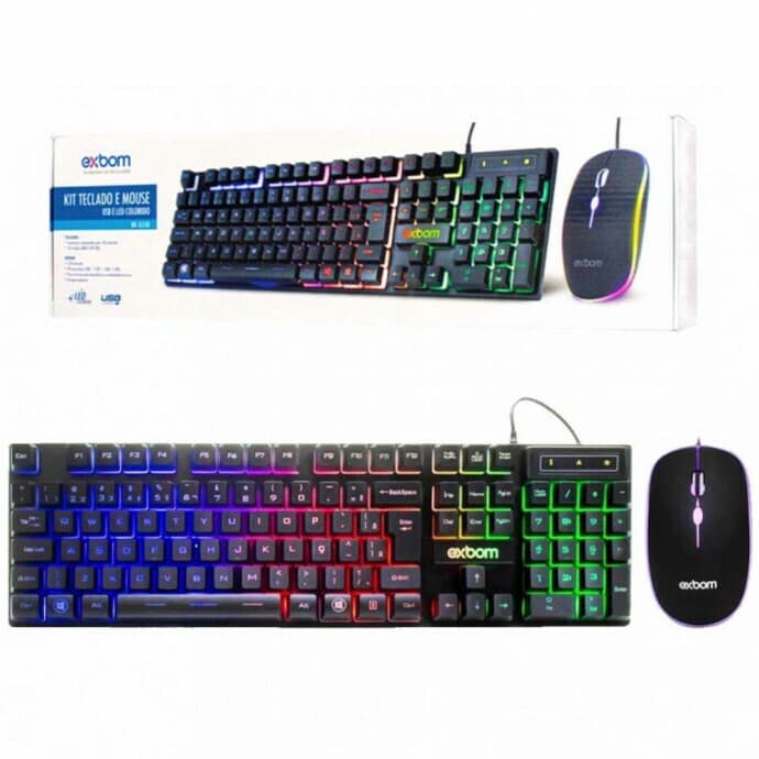 Kit Teclado e Mouse Gamer Exbom M-G3R RGB USB ABNT2 Com Fio - Imagem 1