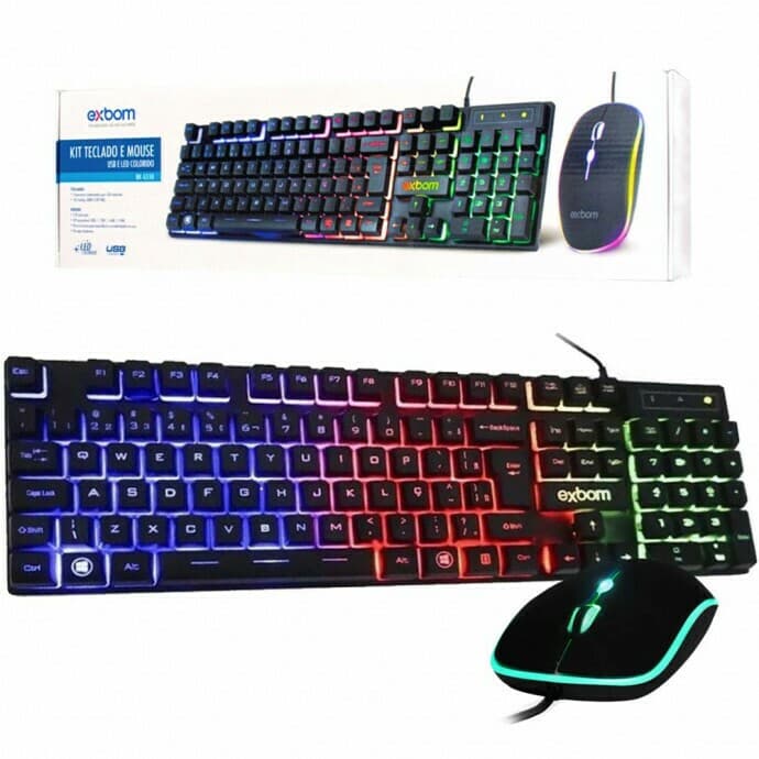 Kit Teclado e Mouse Gamer Exbom M-G3R RGB USB ABNT2 Com Fio - Imagem 2