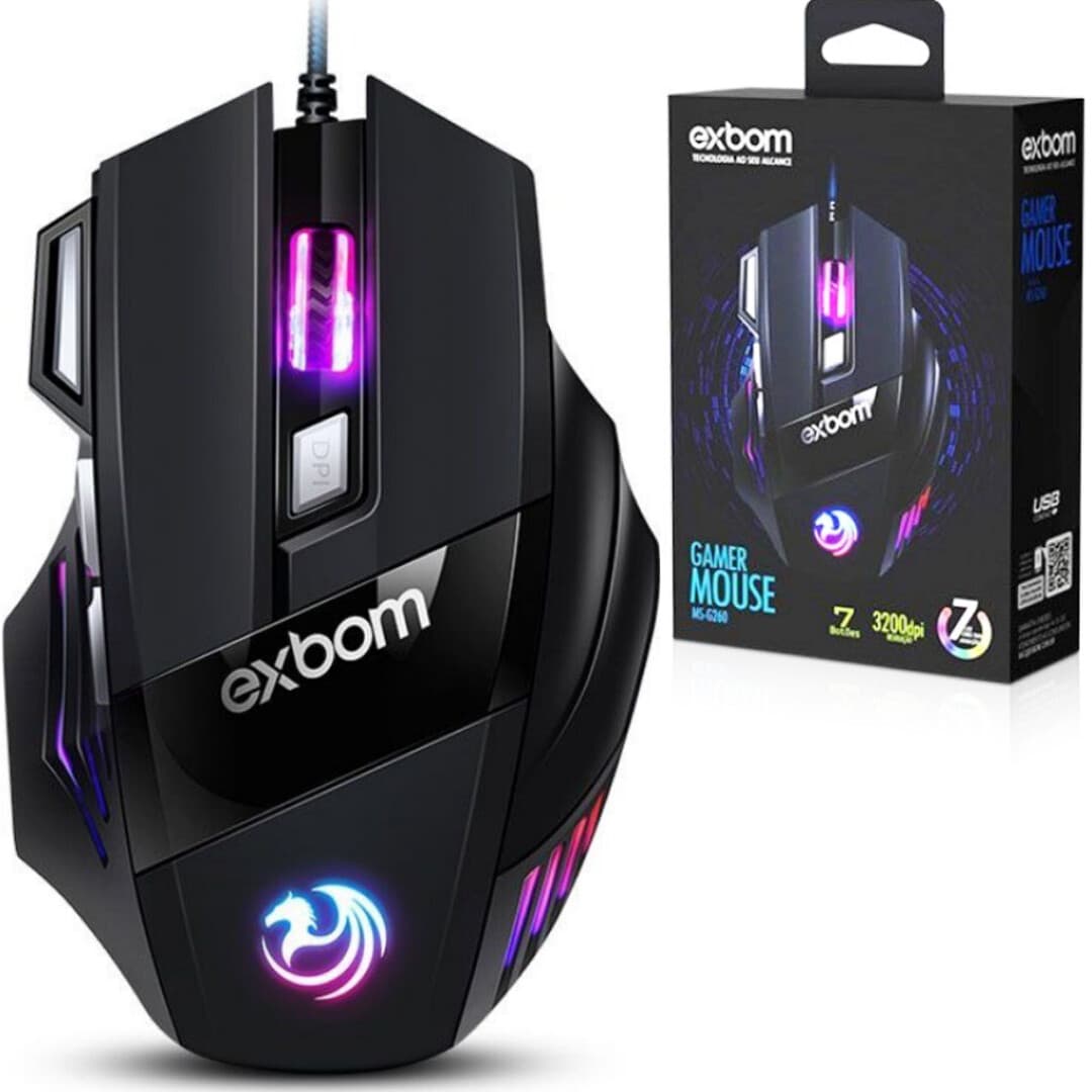 Mouse Gamer Exbom MS-G260 7 Botões 3200 DPI LED - Imagem 2