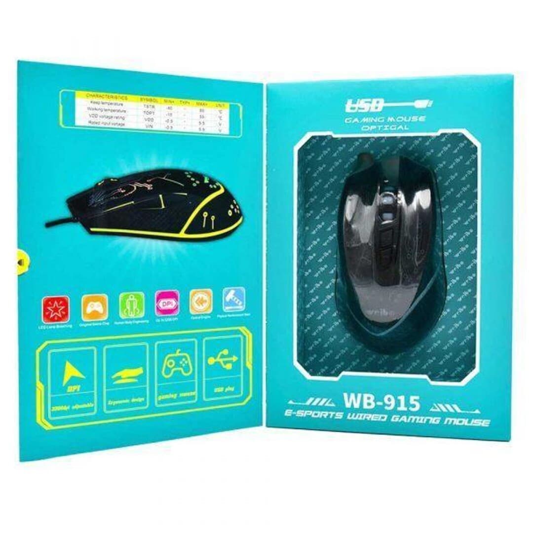 Mouse Gamer Weibe WB-915 USB Com Fio Iluminação LED RGB 6D - Imagem 4