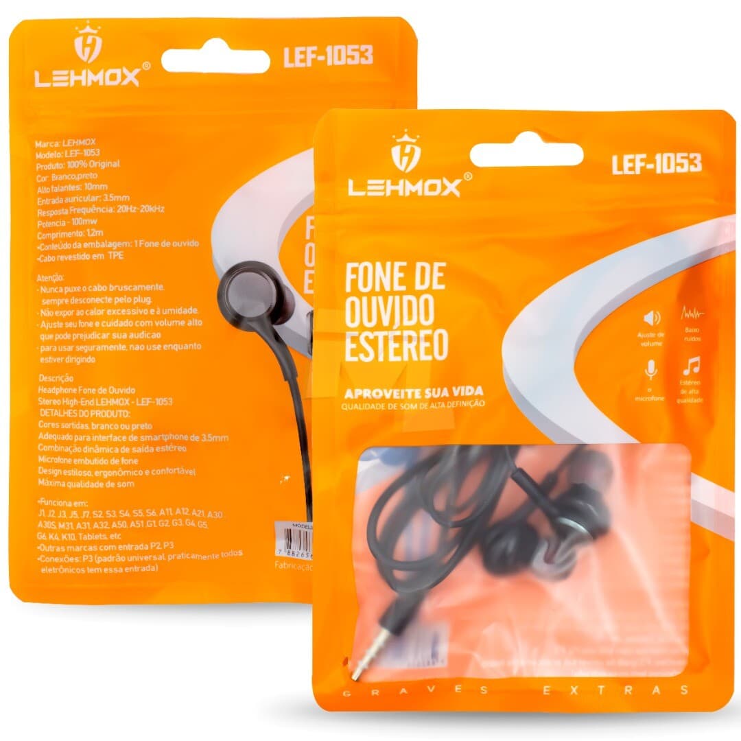 Fone de Ouvido Estéreo LEHMOX LEF-1053 com Microfone e Graves Extras - Imagem 1