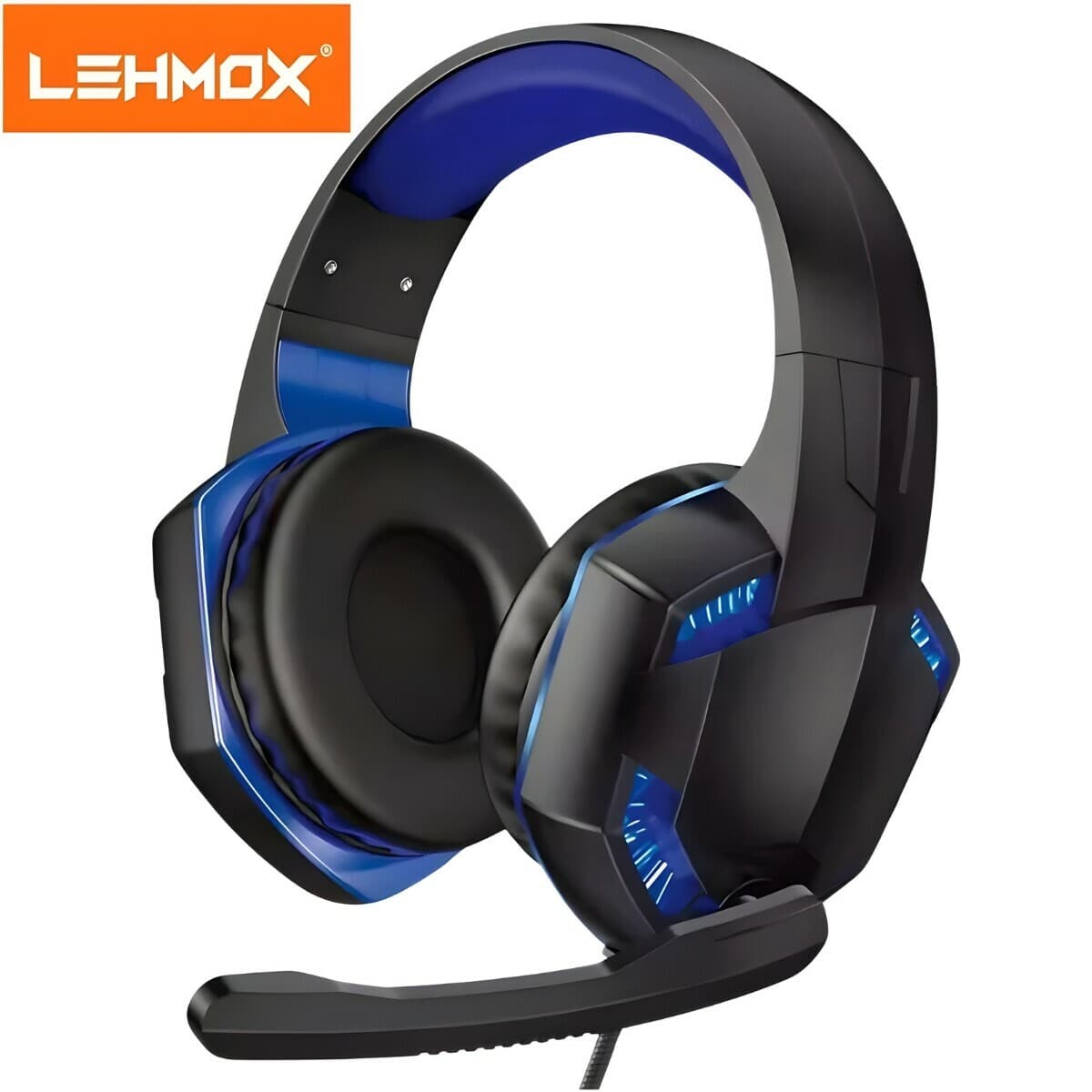 Fone De Ouvido Headset Gamer Lehmox LED Azul com Microfone para PC e Consoles - Imagem 4