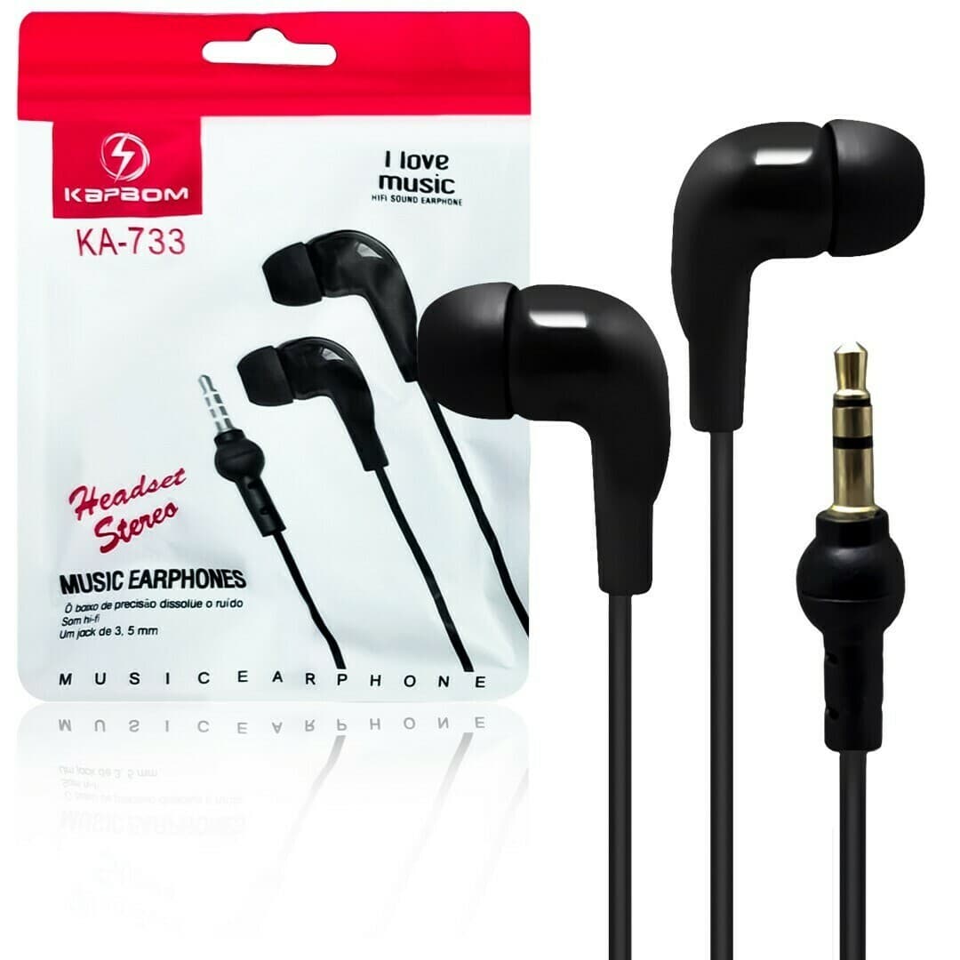 Fone de Ouvido com Microfone Karbom KA-733 P2 3.5mm Preto - Imagem 1