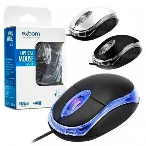 Mouse Óptico USB Exbom MS-10 1000DPI com LED Azul - Imagem 1