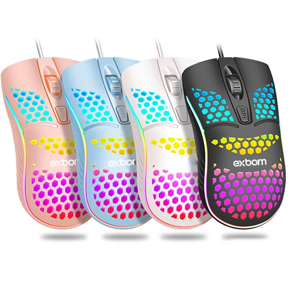 Mouse Gamer Óptico Ultraleve Exbom MS-C32 RGB Colmeia - Imagem 2