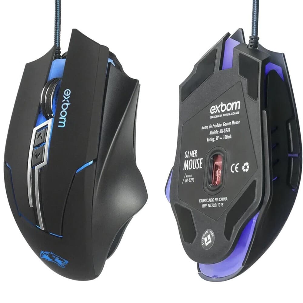 Mouse Gamer Exbom MS-G270 RGB 7 Botões 3200 DPI USB - Imagem 1