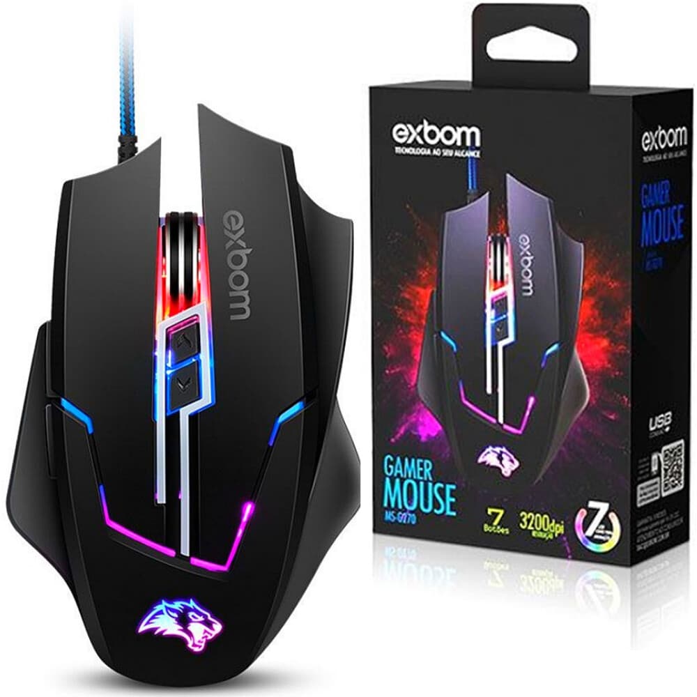 Mouse Gamer Exbom MS-G270 RGB 7 Botões 3200 DPI USB - Imagem 3