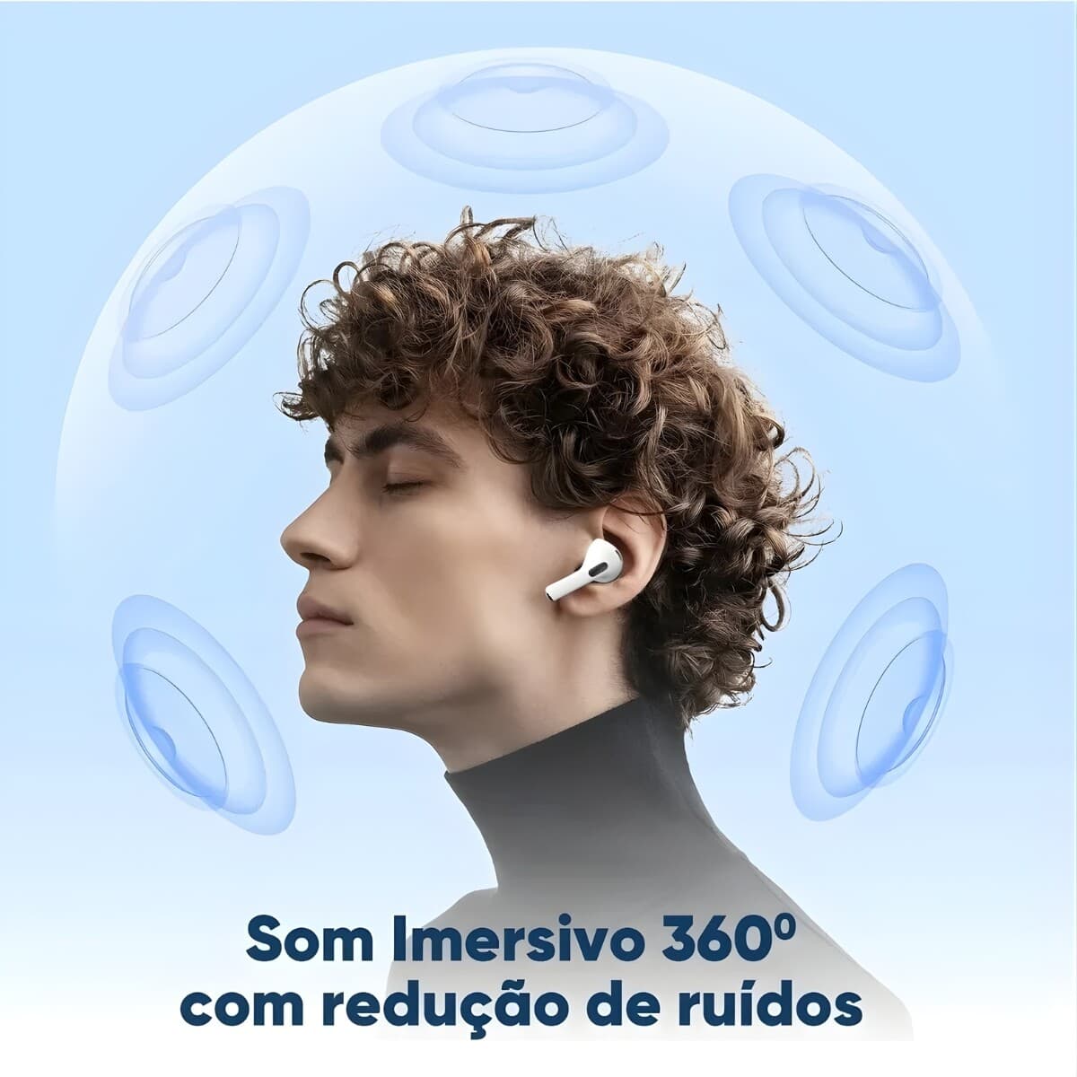 Fone de Ouvido Bluetooth TWS Basike FON-9856 Branco - Imagem 2
