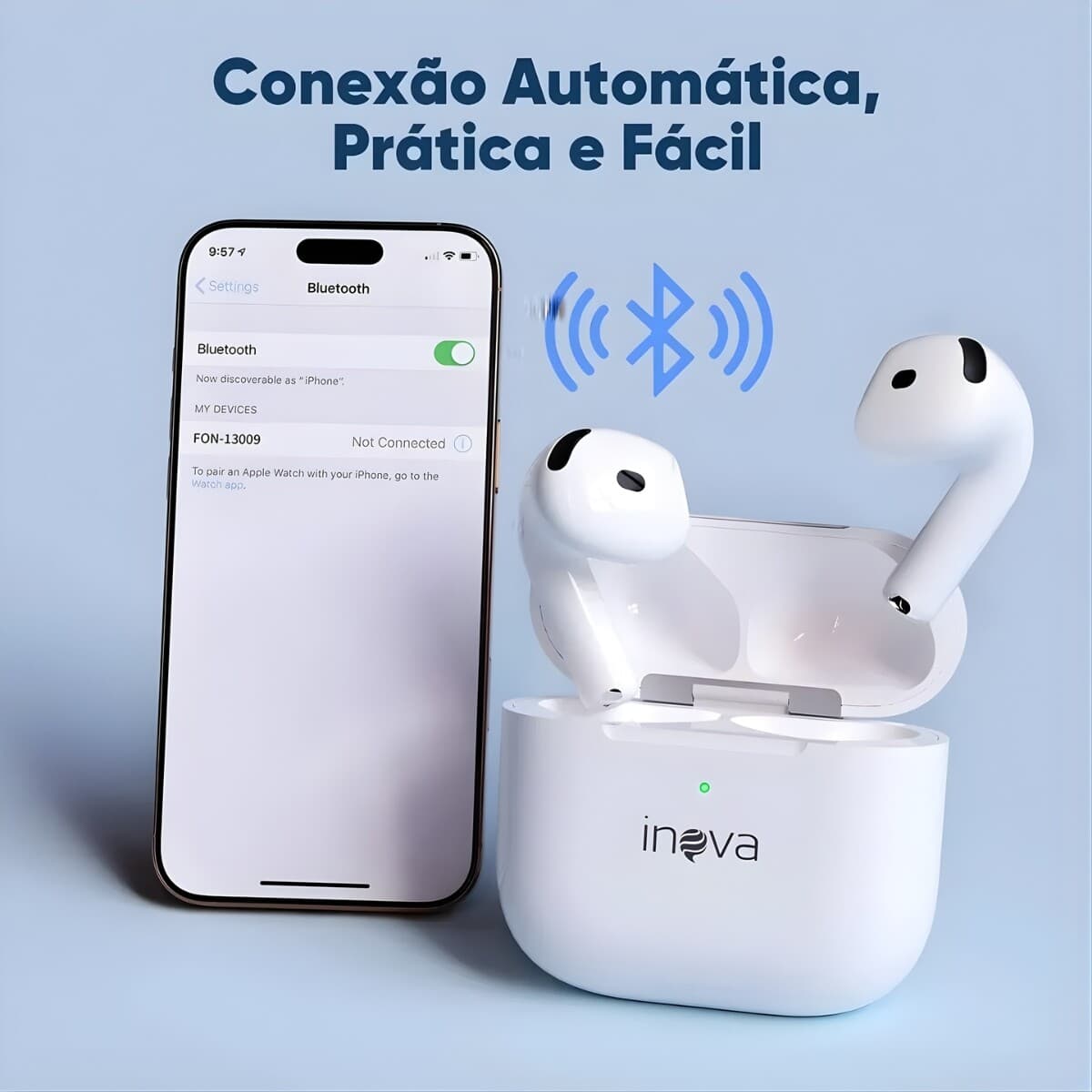 Fone de Ouvido Bluetooth TWS Basike FON-9856 Branco - Imagem 3