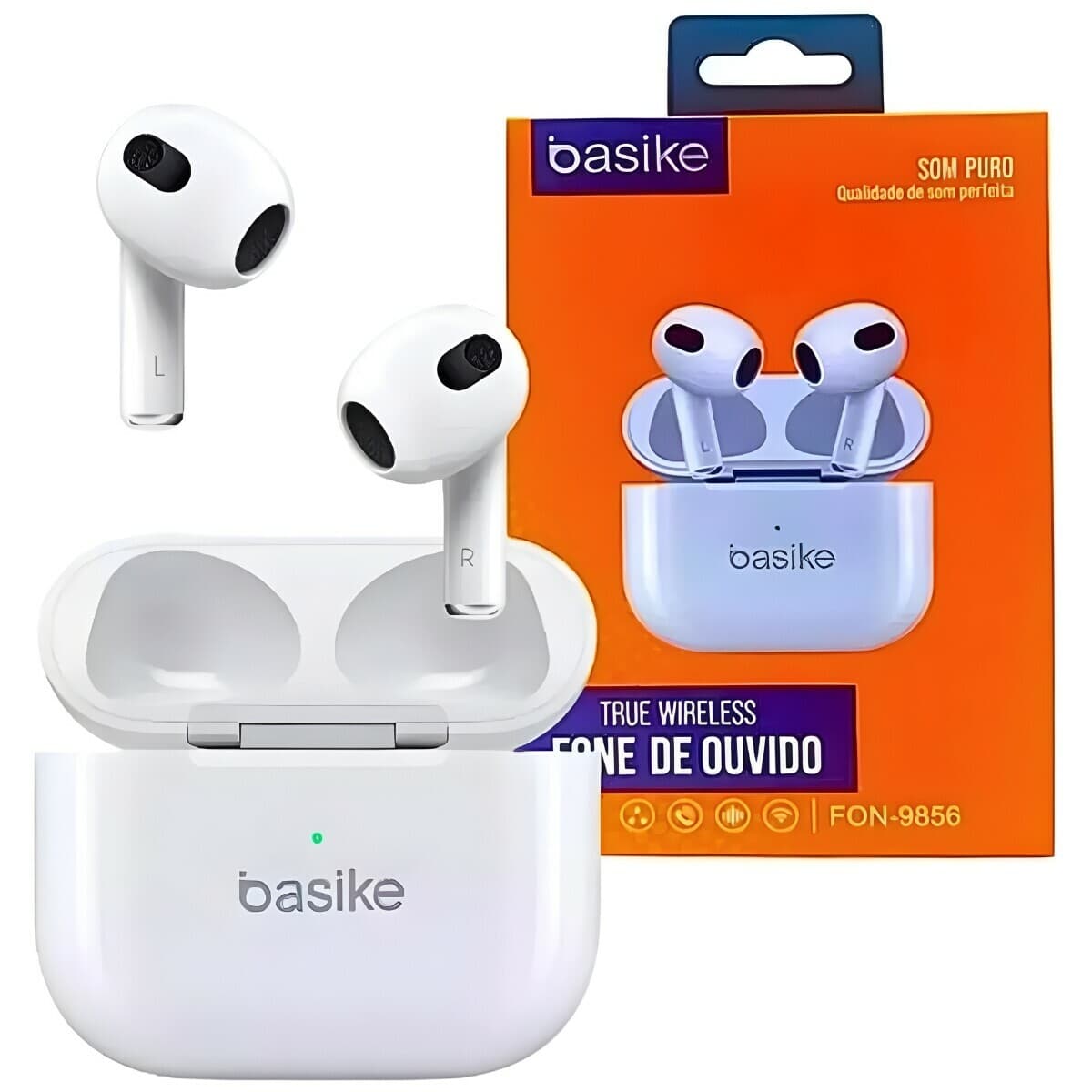 Fone de Ouvido Bluetooth TWS Basike FON-9856 Branco - Imagem 4