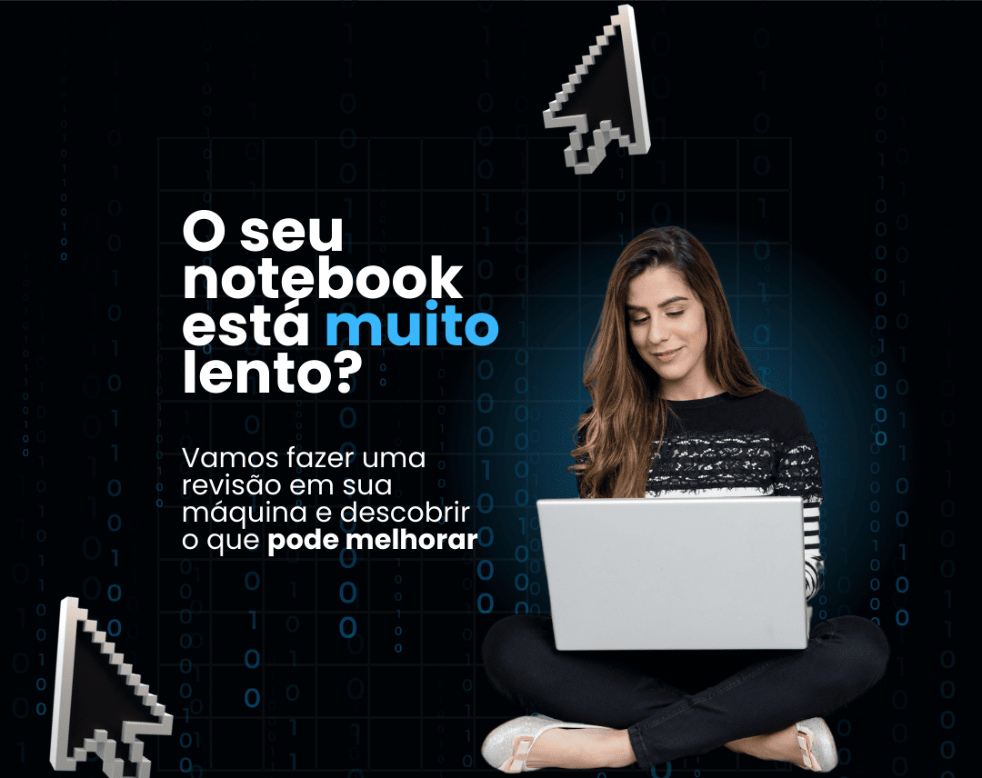 Mulher com problema em notebook travando
